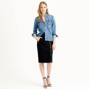 J. Crew asymmetrical zipper pencil Black Sz 6